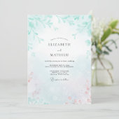 Invitation Mariage Corail Mousse de Mer Feuillu (Debout devant)