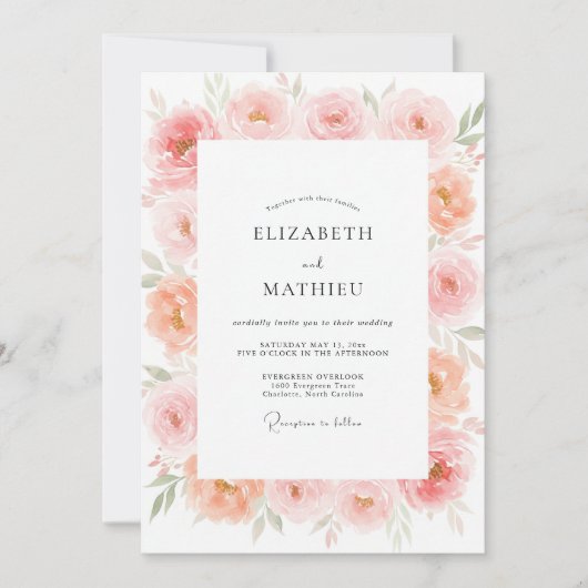 Invitation Mariage Corail Pétale (Devant)