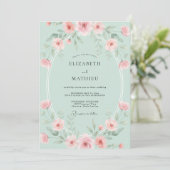 Invitation Mariage Corail Ranunculus Eucalyptus Mousse de Mer (Debout devant)