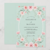 Invitation Mariage Corail Ranunculus Eucalyptus Mousse de Mer (Devant / Derrière)