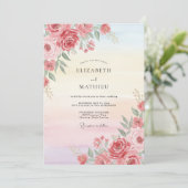 Invitation Mariage Corail Rose Vivid (Debout devant)