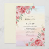 Invitation Mariage Corail Rose Vivid (Devant / Derrière)