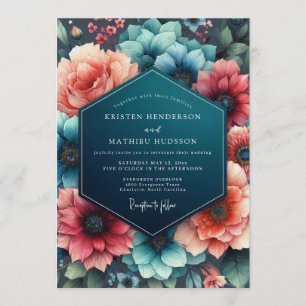 Invitation Mariage Corail Sarcelle
