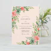 Invitation Mariage Corail Verdoyant Succulent (Debout devant)