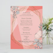 Invitation Mariage Coral Floral cadre géométrique or (Debout devant)