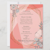 Invitation Mariage Coral Floral cadre géométrique or (Devant)