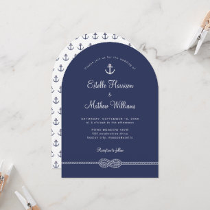 Invitation Mariage corde d'ancrage bleu marine nautique