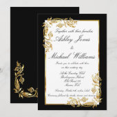 Invitation Mariage cordial d'Élégance dorée et blanche (Devant / Derrière)