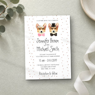Invitation Mariage Corgi Chien Mariée Marié Couple Saint-Vale