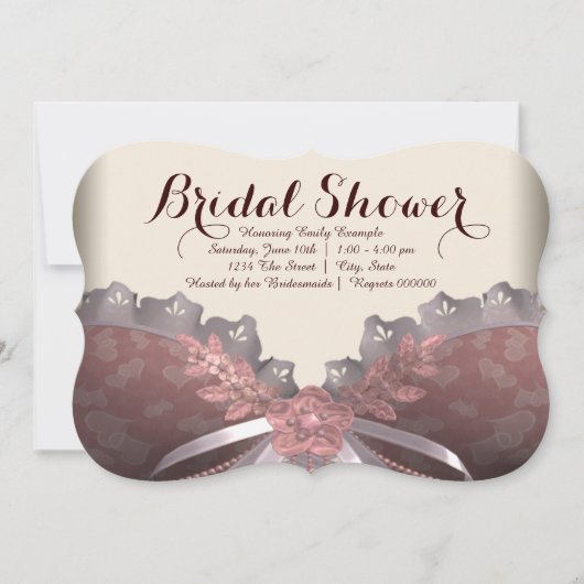 Invitation Mariage corset rose et marron Shower (Devant)