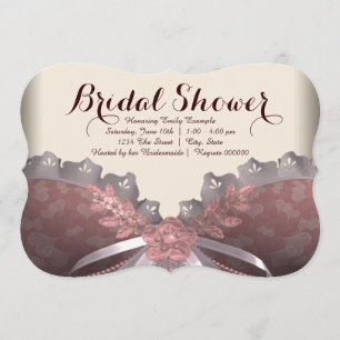 Invitation Mariage corset rose et marron Shower