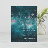 Invitation Mariage Cosmic Splash Teal & Rose (Debout devant)