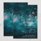 Invitation Mariage Cosmic Splash Teal & Rose (Devant / Derrière)