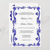 Invitation Mariage Cosmopolite Royal Blue Flourish (Devant / Derrière)