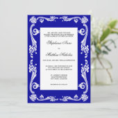 Invitation Mariage Cosmopolite Royal Blue Flourish (Debout devant)