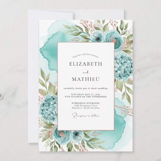Invitation Mariage Côte Aquatique Pristine (Devant)