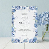 Invitation Mariage Côte d'Azur Aquarelle Hydrangea Bleue