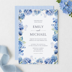 Invitation Mariage Côte d'Azur Aquarelle Hydrangea Bleue