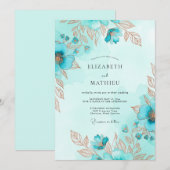 Invitation Mariage Côte de Teinte Métallique Sarcelle (Devant / Derrière)