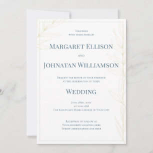 Invitation Mariage Côte Élégante Fleurie Océan Sable Bleu