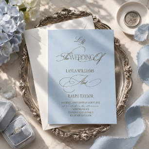 Invitation Mariage Côté Mer Argenté Poudre Bleue & Marron