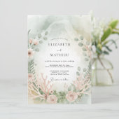 Invitation Mariage Côté Mer Éthéré Mousse de Mer (Debout devant)