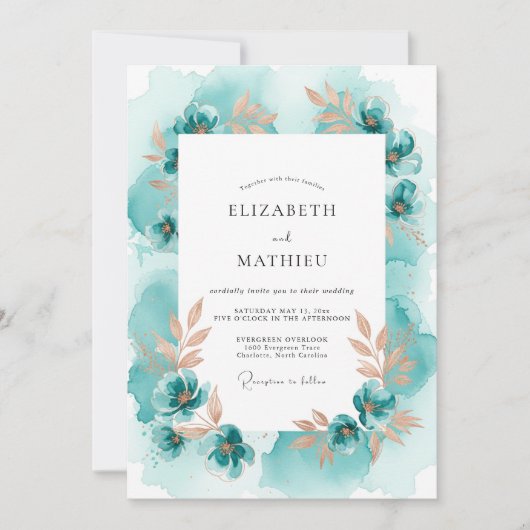 Invitation Mariage Côté Mer Teinté de Sarcelle (Devant)
