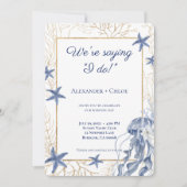 Invitation Mariage Côte Navy Blue Or (Devant)