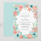Invitation Mariage Côtes de Corail Fantaisistes (Devant / Derrière)