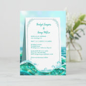 Invitation mariage côtier abstrait turquoise (Debout devant)