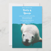Invitation Mariage côtier bleu sous-marin Aqua Sea Lion (Devant)