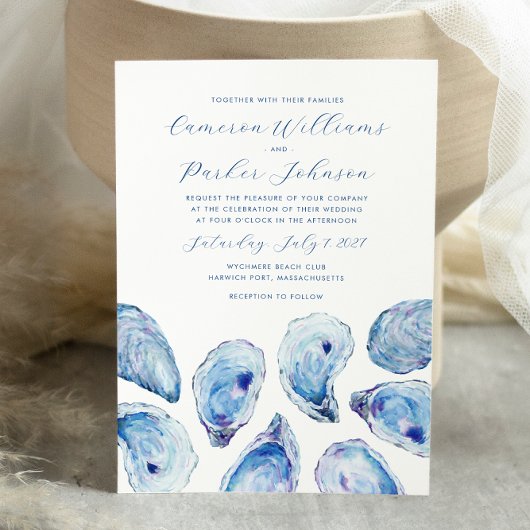 Invitation Mariage côtier de l'huître bleue