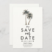 Invitation Mariage côtier de palmiers tropicaux Enregistrer l (Devant / Derrière)