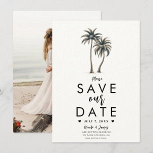 Invitation Mariage côtier de palmiers tropicaux Enregistrer l