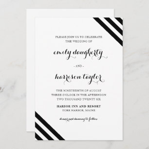 Invitation Mariage côtier en relief noir et blanc