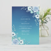 Invitation Mariage côtier lumineux bleu sarcelle (Debout devant)