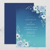 Invitation Mariage côtier lumineux bleu sarcelle (Devant / Derrière)