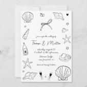 Invitation Mariage côtier nautique de fantaisie tiré à la mai (Devant)