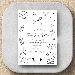 Invitation Mariage côtier nautique de fantaisie tiré à la mai