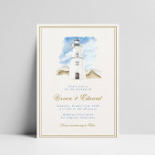 Invitation Mariage côtier nautique du phare d'aquarelle