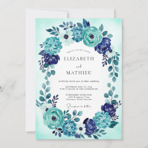 Invitation Mariage côtier radieux bleu sarcelle