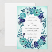 Invitation Mariage côtier radieux bleu sarcelle (Devant / Derrière)