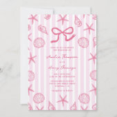 Invitation Mariage côtier rayé rose coquillage (Devant)