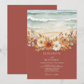 Invitation Mariage côtier Terracotta Bloom (Devant / Derrière)