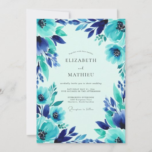 Invitation Mariage côtier turquoise vibrant (Devant)