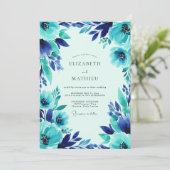 Invitation Mariage côtier turquoise vibrant (Debout devant)