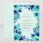 Invitation Mariage côtier turquoise vibrant (Devant / Derrière)