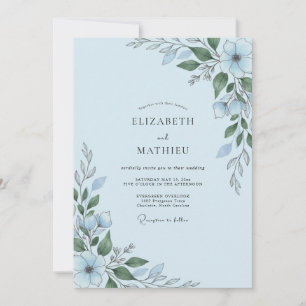 Invitation Mariage Cottagecore Bleuet Feuillage