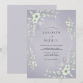 Invitation Mariage Cottagecore Feuillage Pervenche (Devant / Derrière)