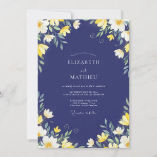 Invitation Mariage Cottagecore Indigo Fleur de Moutarde
